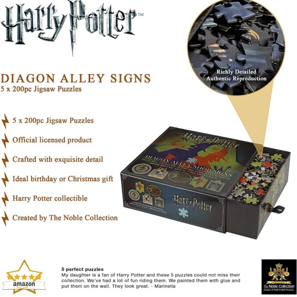 Harry Potter The Noble Collection Diagon Alley Signs. 5 x 200 pc Jigsaw Puzzles - Picture 6 of 6